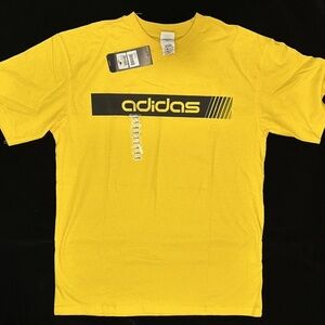 Adidas Yellow T-Shirt with Black Logo Mens XL